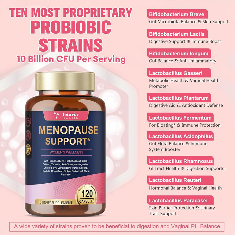 Complete Menopause Supplements for Women, 40-in-1 Hormone Balance for Women Night Sweats Relief*, Hot Flashes, w/Black Cohosh, Probiotics, DIM, Vitex, Dong Quai, Red Clover, 120 Capsules Infinity Warehouse