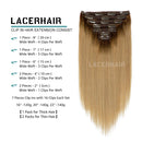 Lacerhair 140g Human Hair Clip in Hair Extensions Natural Hair Balayage Rooted