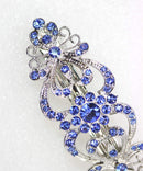 Faship Gorgeous Blue Crystal Hearts And Floral Hair Barrette Faship