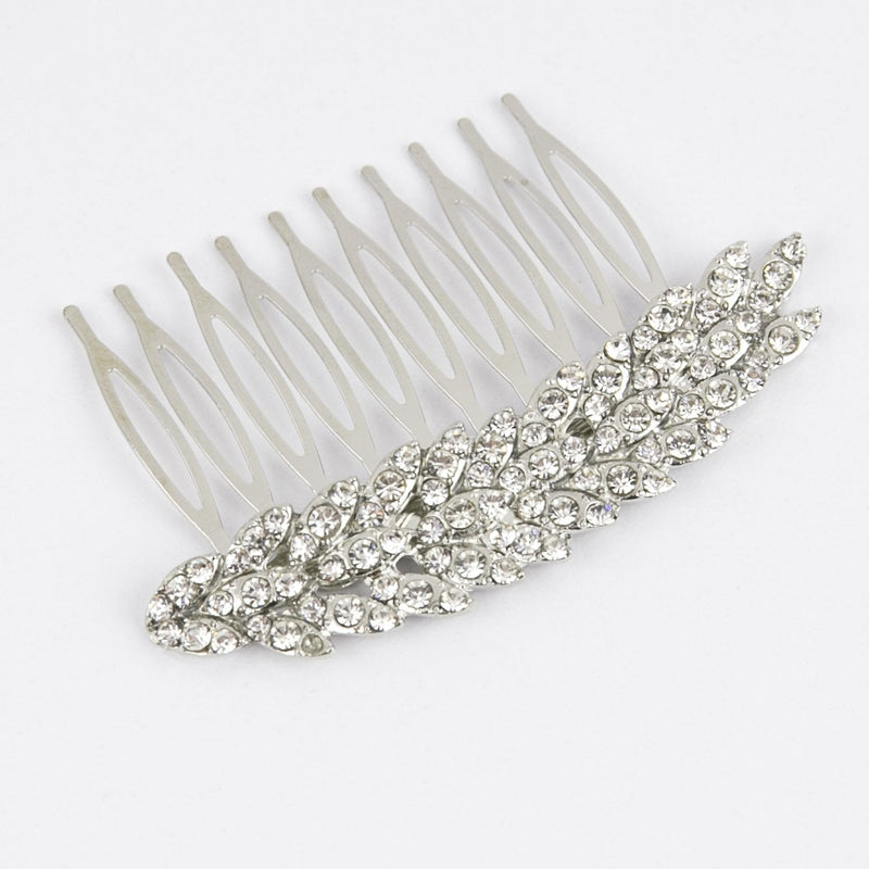 Lux Accessories Pave Crystal Leaf Branch Bridal Bride Bridesmaid Hair Comb LUX ACCESSORIES