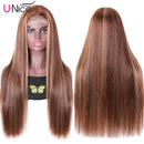 UNice Hair Silk Base Fake Scalp Ombre Highlight Middle Part Wigs for Black Women, Brazilian Straight Human Hair T-Part Lace Closure Wig Pre Plucked with Baby Hair 150% Density 18inch UNICE Store