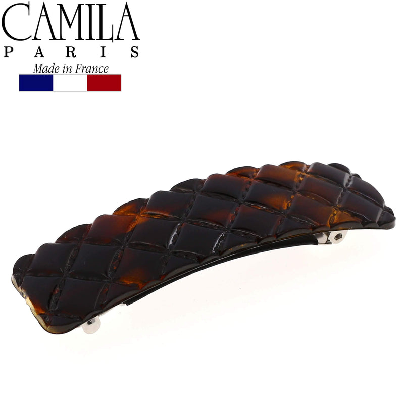 Camila Paris CP2631 French Hair Barrette Clip for Girls, Tortoise Shell, Rubberized Metal Closure Strong Hold Grip Hair Clips for Women, No Slip Durable Styling Girls Hair Accessories, Made in France Camila
