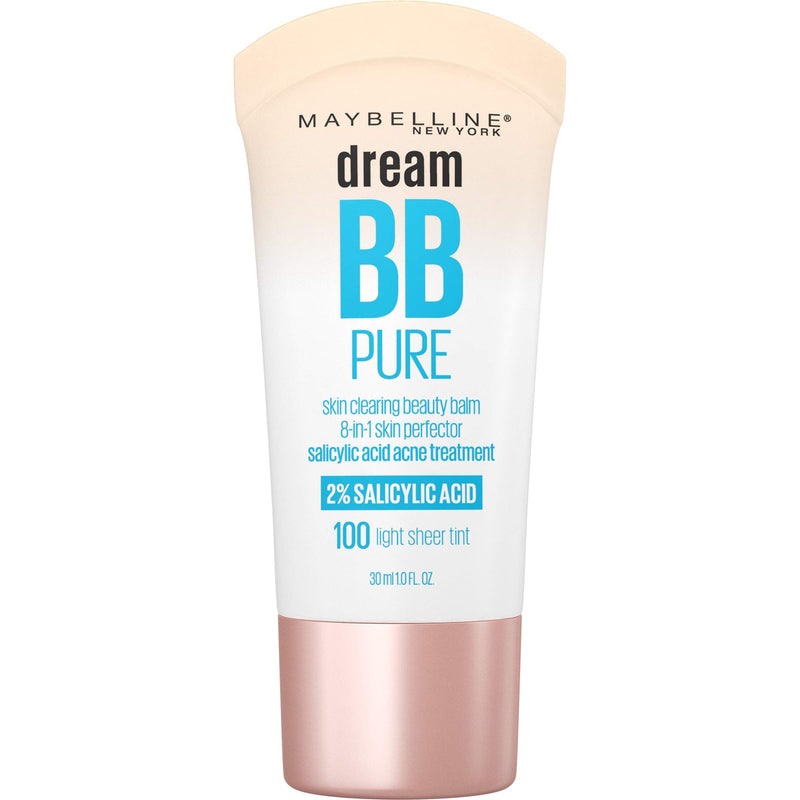 Maybelline Dream Pure Skin Clearing BB Cream, 8-in-1 Skin Perfecting Beauty Balm With 2% Salicylic Acid, Sheer Tint Coverage, Oil-Free, Light, 1 Fl Oz Maybelline New York