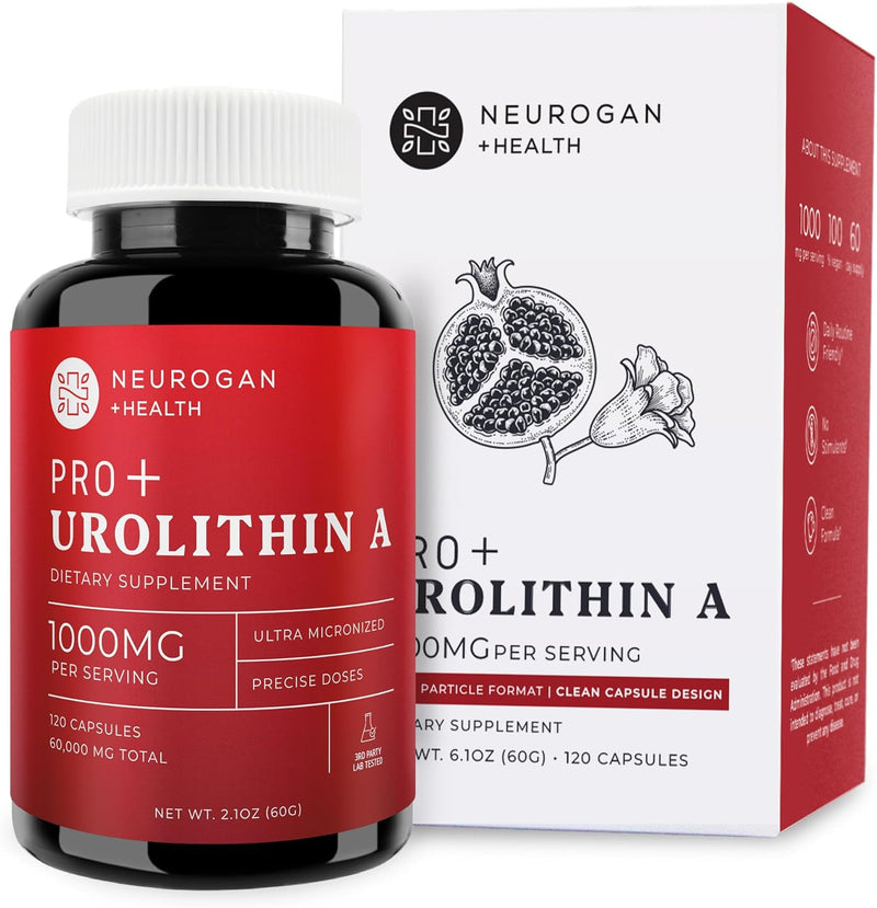 Neurogan Urolithin A PRO Capsules - 1000mg, 120 Ct - Advanced Cellular Health, Post Biotic Supplements - Ultra Micronized Urolithin A Supplement, Sourced from Pomegranate Extract Infinity Warehouse