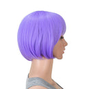 SWACC 10 Inch Short Straight Bob Wig with Bangs Synthetic Colorful Cosplay Daily Party Flapper Wig for Women and Kids with Wig Cap (Lavender Purple) SWACC