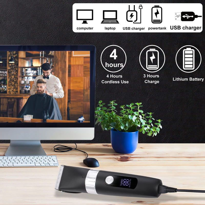 Cordless Rechargeable Hair Clipper Trimmer, 19 in 1 Pro Complete Hair Cutting Kit for Men Women Children with 9 Guide Combs, Hair Cape, Scissors, 40 Precision Length Settings, LED Display, Waterproof Himimi