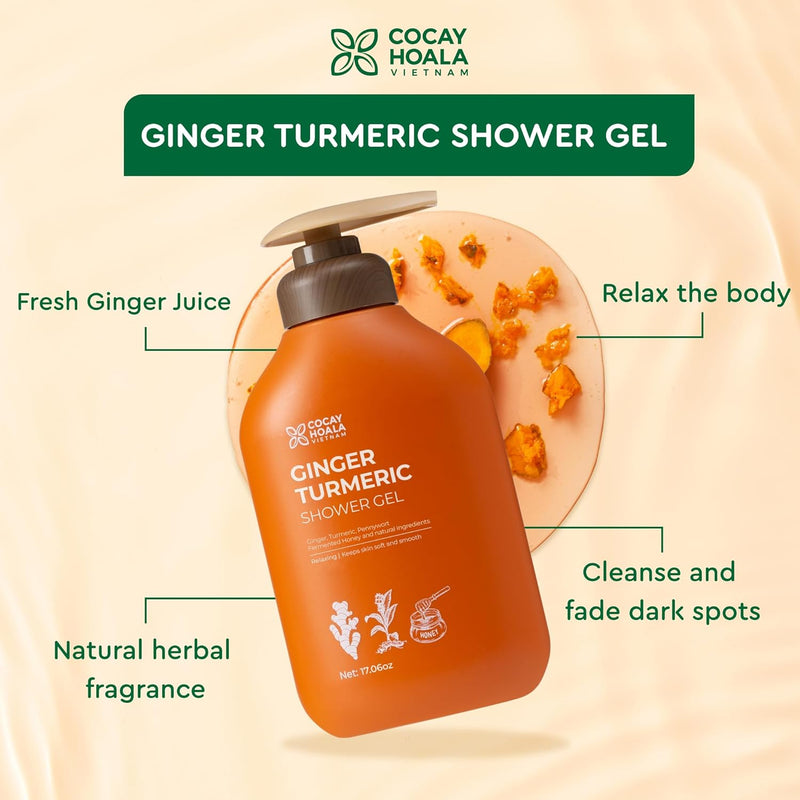 Ginger & Turmeric Body Wash | Hydrating & Cleansing Natural Exfoliating Body Wash for Daily Use, Silicone & Paraben-Free, 17.6oz | Nourishing & Revitalizing Infinity Warehouse