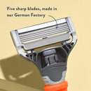 Harry's Razors for Men - Shaving Razors for Men includes a Mens Razor, 3 Razor Blade Refills, Travel Blade Cover, and 4 Oz Shave Gel (Bright Orange) Harry's