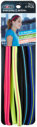 Scunci Everyday and Active No Slip Grip Contrast Silicone Headwraps,4 ct Scunci