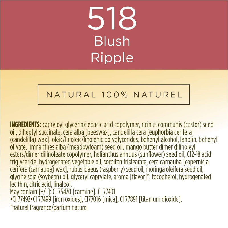 Burts Bees 100% Natural Glossy Lipstick, Blush Ripple - 1 Tube Burt's Bees