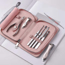 FAMILIFE Manicure Set, 8 in 1 Professional L13 Manicure Kit Nail Clipper Set Stainless Steel Pedicure Tools Kit Portable Grooming Kit with Pink Leather Travel Case for Women Girl FAMILIFE