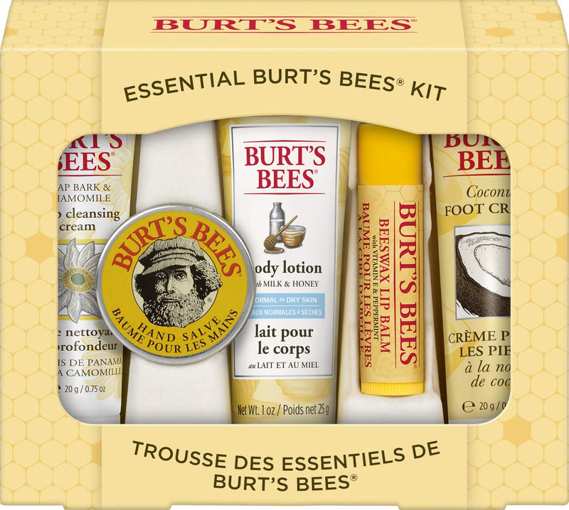 Burt's Bees Gift Set, 5 Essential Prodcuts, Deep Cleansing Cream, Hand Salve, Body Lotion, Foot Cream & Lip Balm, Travel Size Burt's Bees Store