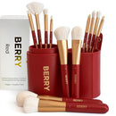 BERRY GOODS 12-Piece Makeup Brush Set with Microcrystalline Silk Fibers – Ultra-Soft, Vegan & Cruelty-Free Face & Eye Brushes with Travel Case (BERRY Blue) Infinity Warehouse