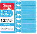Annie Salon Style Small Foam Hair Rollers - 5/8" Blue - 14 Piece Set - Soft Heat-less Hair Curling Tools Annie