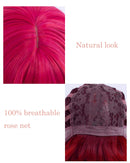 Netgo Short Bob Wigs for Women, Natural Looking Heat Resistant Straight Wigs with Bangs for Girls Ladies Cosplay Party Daily Wear Premium Durable (12 inch, Rose Red) Netgo Store