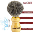 Shaving Brush with Holder, Anbbas Pure Badger Hair Shaving Brush Wood Handle,Black Resin Shaving Stand Contracted Design,2in1 Wet Shaving Set for Men Anbbas