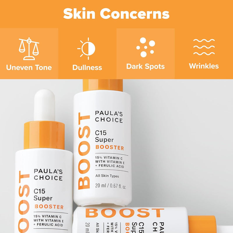 Paula's Choice BOOST C15 Super Booster, 15% Vitamin C Serum for Face, Face Serum with Vitamin E & Ferulic Acid for Discoloration & Glow, Fragrance-Free, 0.67 Fl Oz Infinity Warehouse