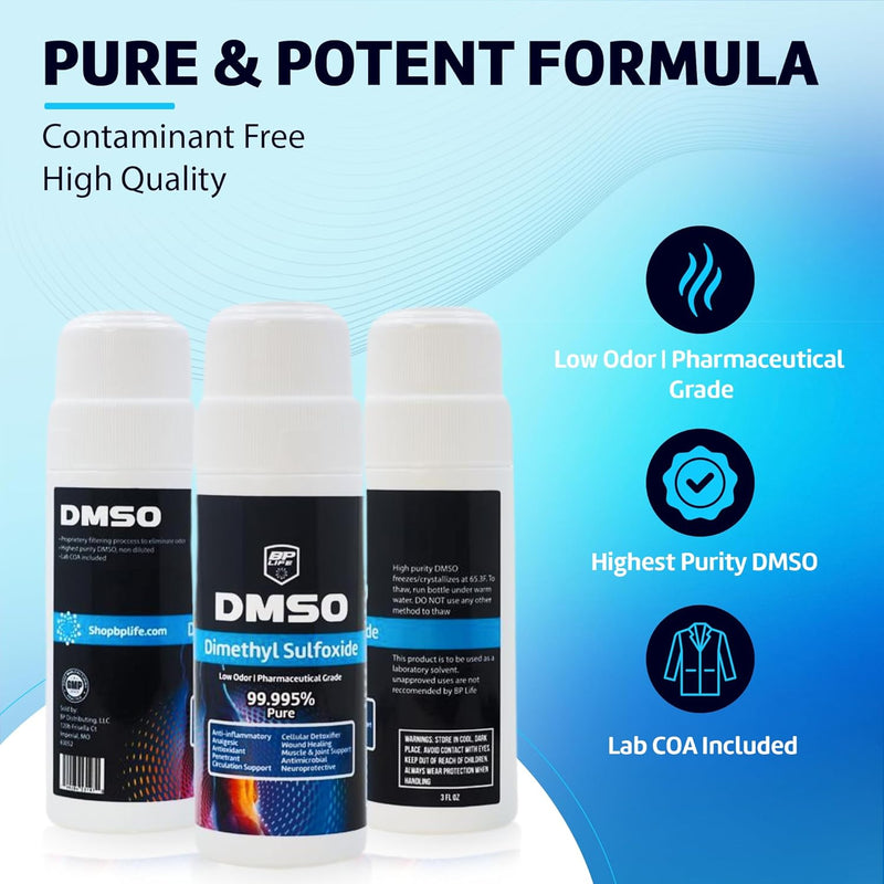 DMSO 3oz. Pharma Grade, Non-Diluted, Low Odor, Dimethyl Sulfoxide - BP Life Infinity Warehouse