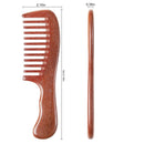 Onedor Handmade 100% Natural Red Sandalwood Hair Combs - Anti-Static Sandalwood Scent Natural Hair Detangler Wooden Comb (Red Sandalwood Extra Wide Tooth with Ripple Shape Handle) Onedor