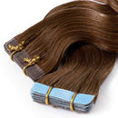 18 Inch Tape in Hair Extensions Body Wavy Human Hair 100g Thin Long Hair 40pcs/pack Seamless Skin Weft Glue in Wavy Hairpieces with Invisible Double Sided Tapes