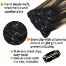 GOO GOO Remy Human Hair Extensions Clip in Balayage Natural Black to Light Blonde 14 inch 7pcs 120g Real Hair Extensions Clip in Natural Hair Extensions Silky Straight GOO GOO Store