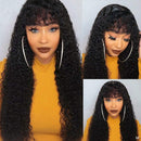 Water Short bob Wigs with Bangs Brazilian Virgin Human Hair Wigs None Lace Front Wigs With Bangs 130% Density Glueless Machine Made Wigs For Black Women 18 Inch Beafay Hair