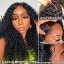 CYNOSURE Lace Front Human Hair Wigs for Black Women 13x4 9A Curly Lace Front Wigs Human Hair Pre Plucked with Baby Hair Natural Black Color(14, Curly Wigs) CYNOSURE Store