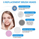 Facial Cleansing Brush with Dual Back Face Massage, Electric Spin Facial Brush with 5 Different Brush Heads for Deep Cleansing, Gentle Exfoliating, Removing Blackhead and Massaging P PRETIRENO