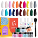 Beetles Dip Powder Nail Kit Starter, 20 Colors Black White Glitter Dipping Powder Set for DIY Salon Nail Art Manicure with Base Top Coat Activator Brush Saver Gift for Women beetles Gel Polish Store