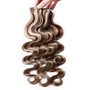 Wavy Rooted Tape in Hair Extensions 100g 40pcs 100% Human Hair Body Wave 24 inch Highlighted Medium Brown & Ash Blonde Long Soft Remy Hair Skin Weft Seamless Invisible Double Side Tape