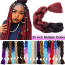 Benehair Jumbo Braiding Hair 24 inch Jumbo Braid Hair Extensions Jumbo Box Braids Crochet Hair Ombre Black to Dark Red for Women Kids Two Tones DIY High Temperature Synthetic Fiber 6 Bundles Benehair Store