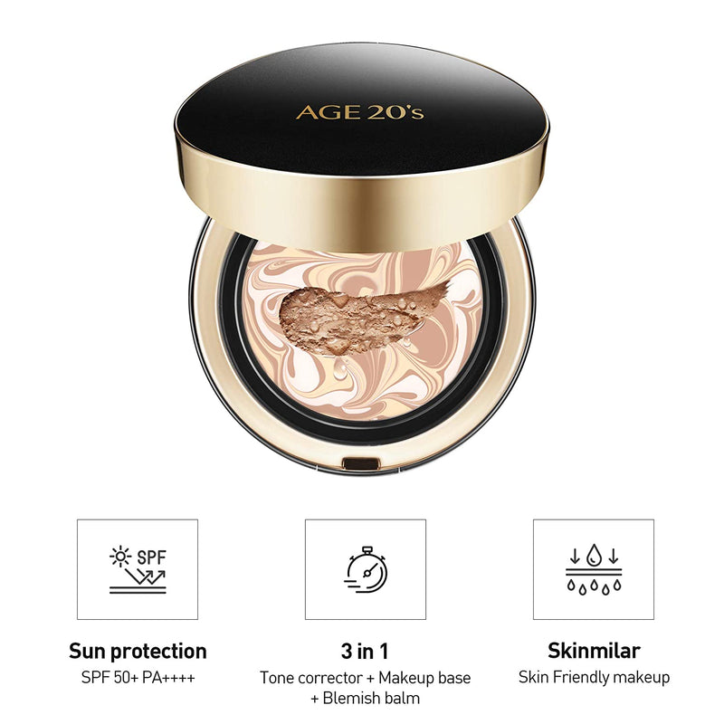 AGE 20's Signature 71% Essence Double Cover Cushion Foundation Pact + Refill