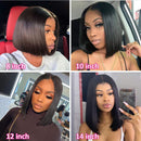 ISEE Hair Short Bob Wigs Human Hair Lace Closure Wigs Brazilian Virgin Human Hair Straight Bob Lace Front Wigs For Black Women Pre Plucked with Baby Hair Natural Black (14inch) ISEE