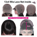 UNice Transparent Lace Front Straight Human Hair Wig With Bangs, Mongolian Virgin Hair Glueless Lace Frontal Wig Pre Plucked for Black Women 150% Density (18 inch, Natural Color) UNICE Store