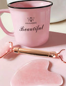 Jade Roller Gua Sha,Rose Quartz Face Roller Skin Care Tools,Beauty Facial Massager,Eye Roller For Puffy Eyes,Self Care Gifts For Women,HANABEE Skincare Sets & Kits (Rose Quartz) HANABEE Store