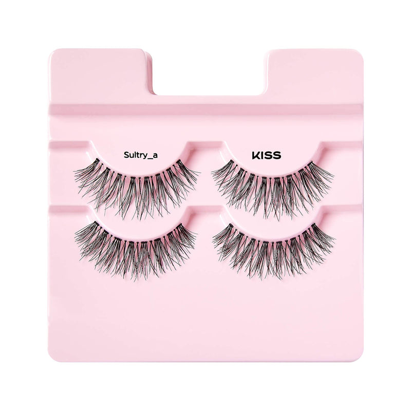 KISS Looks So Natural False Eyelashes Double Pack, Lightweight & Comfortable, Natural-Looking, Tapered End Technology, Reusable, Cruelty-Free, Contact Lens Friendly, Style Sultry, 2 Pairs KISS