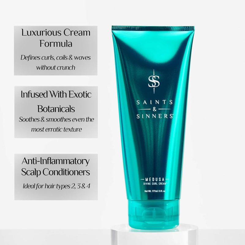 Saints & Sinners Award-Winning Medusa Divine Curl Cream, for Curly, Wavy, Kinky-Coily & Natural Hair Infinity Warehouse