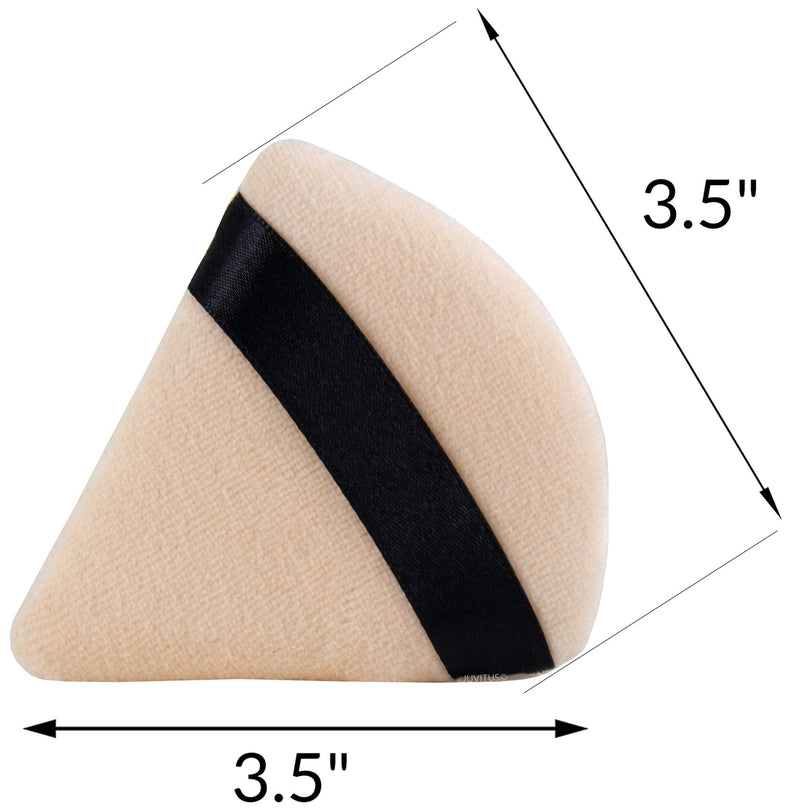 3-Pack Powder Puffs For Face Makeup, Made of Cotton Velour in Triangle Wedge Shape Designed for Contouring, Under Eyes and Corners JUVITUS