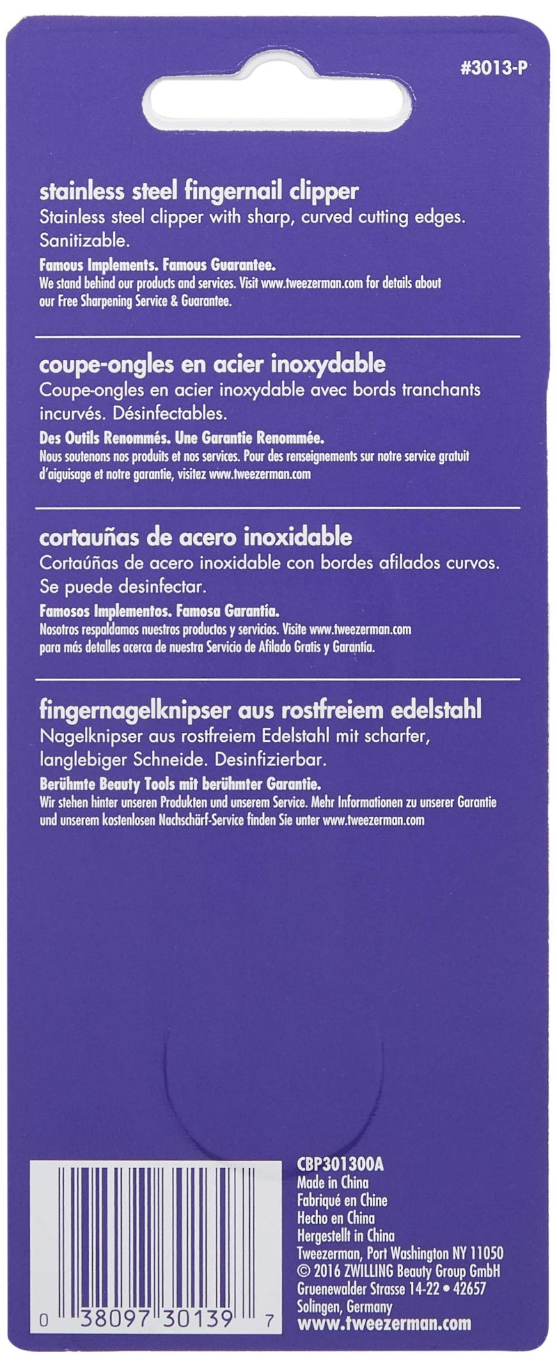 Tweezerman Stainless Steel Fingernail Clipper 3013-P Tweezerman