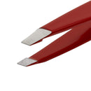 Regine Switzerland Slant Tweezer - Handmade in Switzerland - Professional Eyebrow & Facial Hair Remover - Etched Interior Grabs Hair from The Root - Perfectly Aligned Tips - Stainless Steel, Red Regine Switzerland