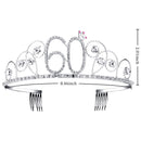 BABEYOND Crystal Birthday Tiara Crown Princess Birthday Crown Hair Accessories Happy 60th Birthday Crown Tiara for Women (60 Birth) BABEYOND