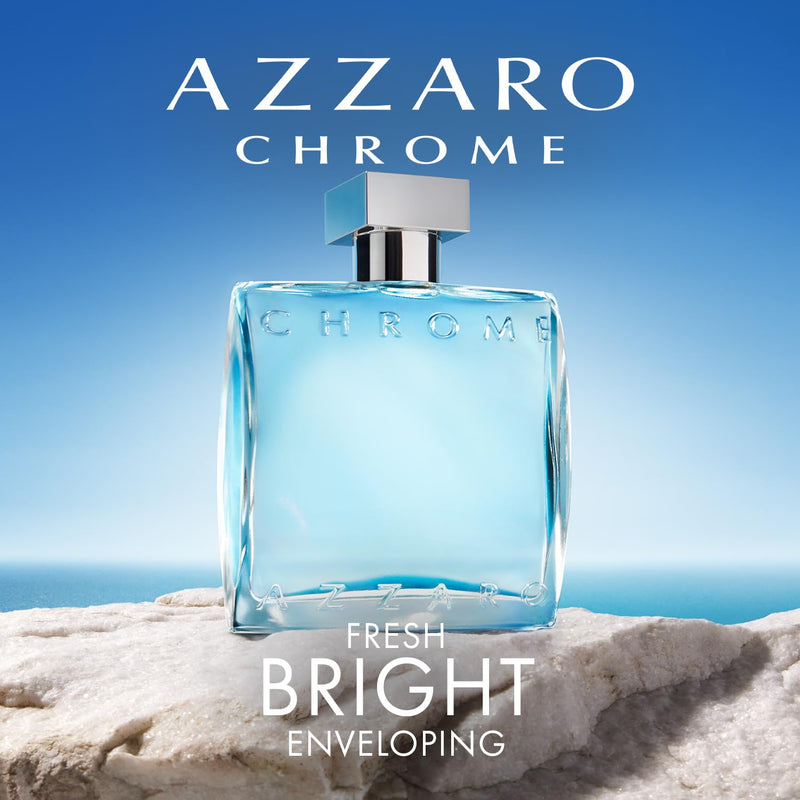 Azzaro Chrome Eau de Toilette - Fresh Aquatic Mens Cologne - Citrus, Woody, Musky Fragrance -Fresh Notes of Bergamot - Everyday Wear - Classic Summer Beach Scent - Luxury Perfumes for Men Infinity Warehouse