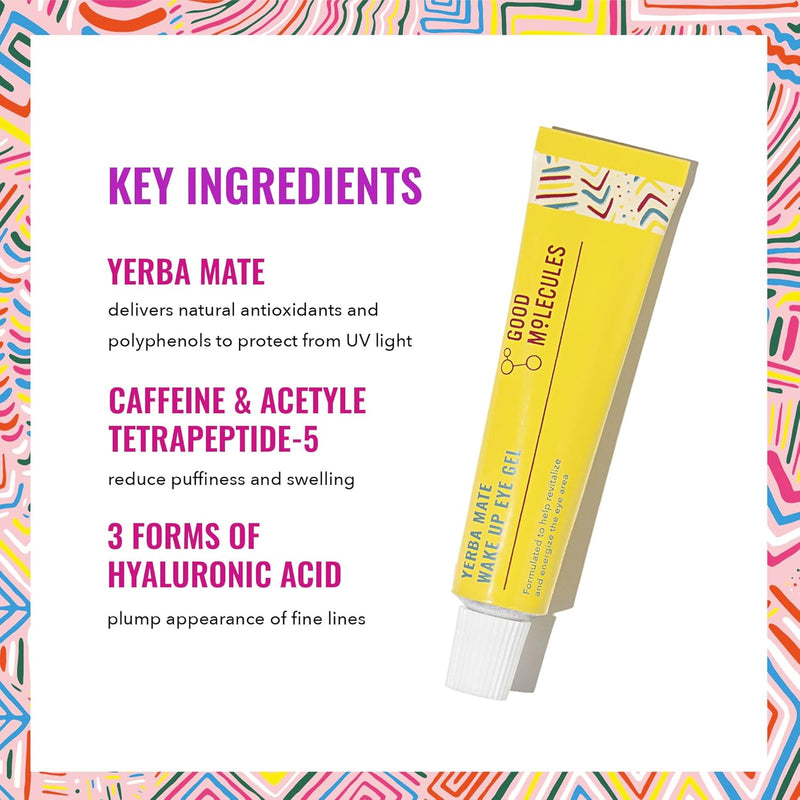 Good Molecules Yerba Mate Wake Up Eye Gel - Hydrating Under Eye Gel Cream with Hyaluronic Acid and Caffeine - Target Dark Circles and Puffiness - Skin Care for Face Infinity Warehouse