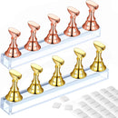 2 Set Acrylic Nail Practice Stand Magnetic Nail Tip Art Display Stand Holder Manicure Tool with Reusable Adhesive Putty Clay for Home Salon Makeup (Rose Golden and Golden) Lenlorry