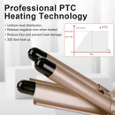 LAYADO 3 Barrel Curling Iron Hair Waver Cluer 22mm (0.86 Inch) Temperature Adjustable Three Barrel Hair Iron Hair Waver Iron Ceramic Tourmaline Triple Barrels Crimper Hair Iron with Dual Voltage Gold LAYADO