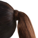 Remy Ponytail Extensions Hair Clip in 16 inches 65g Medium Brown Color Straight Drawstring Warp Around Human Ponytail Hair Piece for Women (16"-65g, Medium Brown