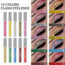 10 Colors Glitter Sparkle Sparkly Sparkling Eyeliner Liquid Makeup Set delineadores de colores,DNM Liquid Glitter Eyeliner Colorful Set Gold Silver white Red Shimmer Liquid Eyeliner Liner for Eyes 04 DNM