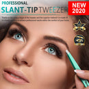 Tweezers for Women - Slant Tweezers - NEW COLOR - Premium Tweezers Precision - Professional Eyebrow Tweezers - Durable Tweezer for Facial Hair Removal and Brow Shaping - Perfect gift (green) WERONY