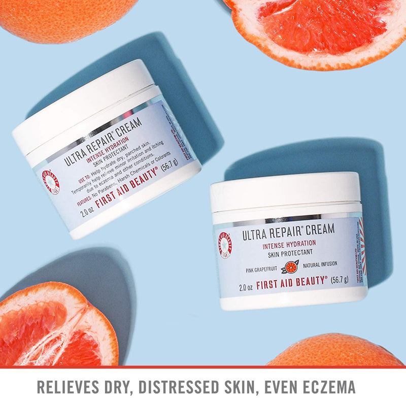 First Aid Beauty Ultra Repair Cream Intense Hydration Moisturizer for Face and Body Original and Pink Grapefruit Mini Samplers, 2 oz. jars (set of 2) First Aid Beauty Store