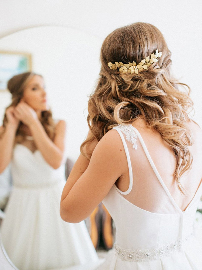 Yean Bride Wedding Hair Comb Leaf Hair Piece Bridal Hair Accessories for Women and Girls (Gold) Yean